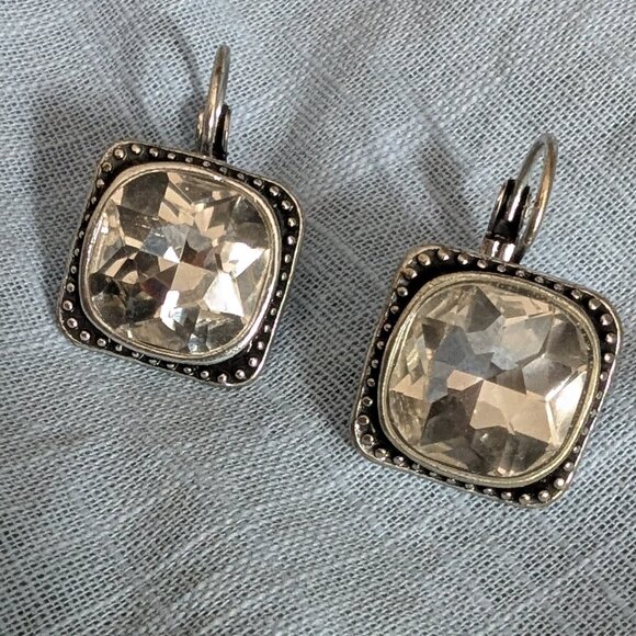 Cubic Zirconia Drop Earrings, Vintage - Picture 1 of 8